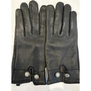 Vintage Gates Deerskin Gloves Cashmere Lined Womens Size Large Black